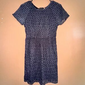 Free People Navy Blue Candy Lace Short Sleeve Dress - Size 2